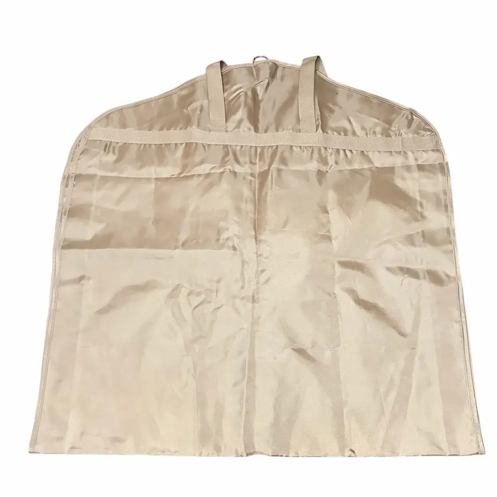 Authentic Burberry Garment Bag Travel Suit Cover in Dark Tan Gold Tone Nylon
